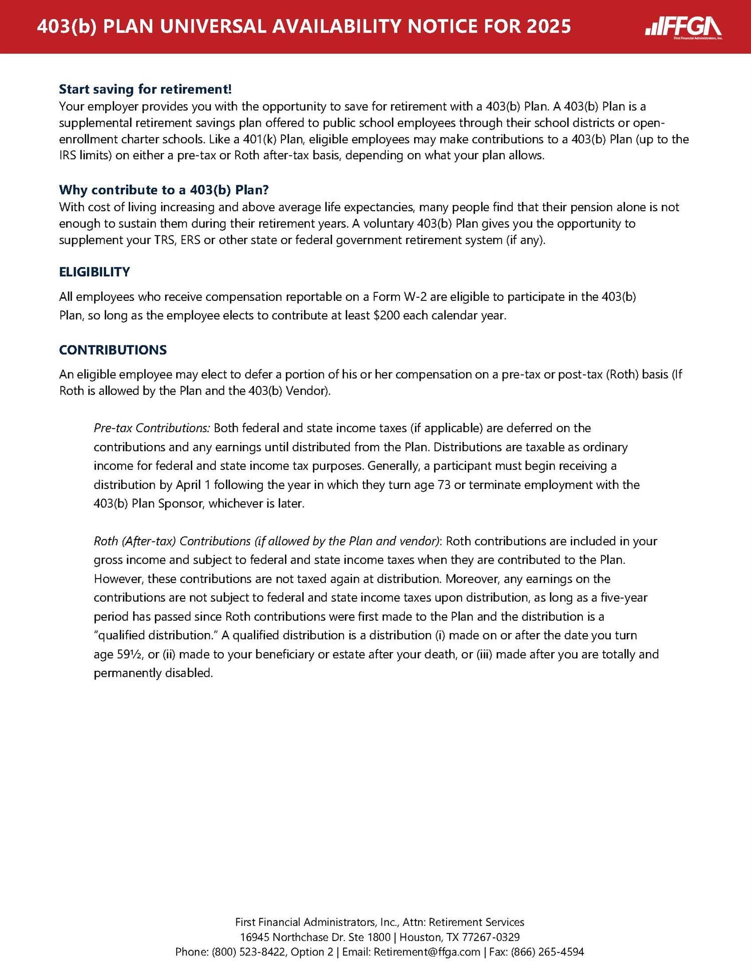 Annual 403(b) Plan Notice